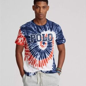 Polo Ralph Lauren Short Sleeve Tee Red White Blue Tie Dye Cotton T-Shirt 3X